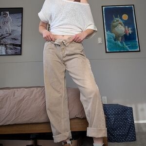 &Denim Ultra High Waist Tan Jeans